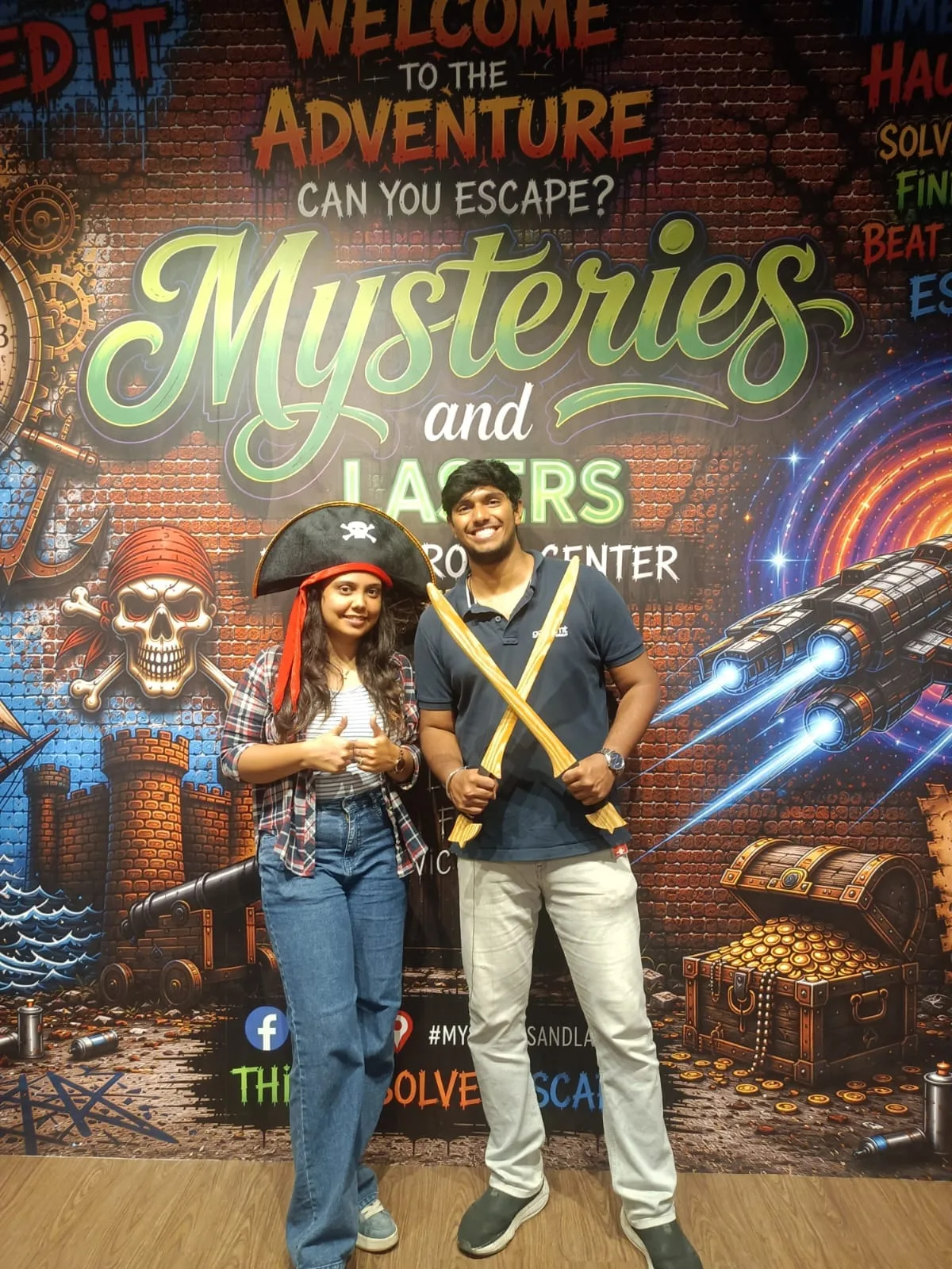 Two guests at the Bellandur adventure mural